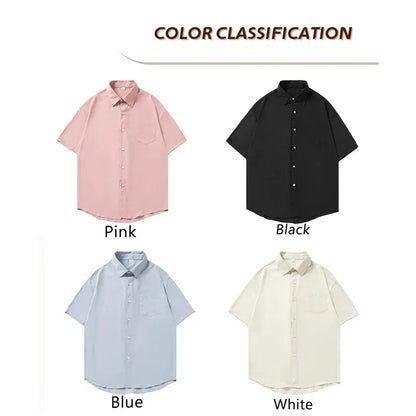 maoxiangshop Summer Man Solid Color Light Thin Short Sleeved Shirt Men's Women's Romantic Casual Loose Versatile Solid Color Shirt Jacket