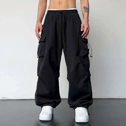 maoxiangshop Streetwear Spring Summer Cargo Pants Men Multi-pocket Harajuku Fashion Casual Men's Jogger Pants Wide Leg Loose Hip Pop Pants