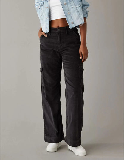 maoxiangshop  -  Autumn New Loose Straight Leg Pants for Women  Solid Corduroy Pants Women's Casual Pants