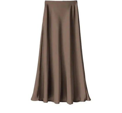 maoxiangshop  -  Luxury Satin Fish Tail Skirts For Women Summer Solid Color Fashion Traceless Waist Long Skirt Elegant Wrap Skirt Spring Autumn