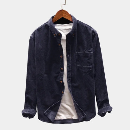 maoxiangshop Autumn Men Shirt Long Sleeve Regular Fit Mens Casual Shirt Thick Solid Color Men's Shirts With Pockets Male Coat MY846
