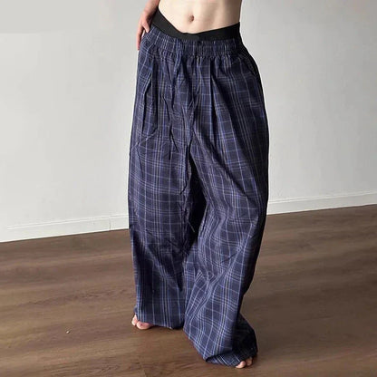 maoxiangshop Men Plaid Pants Elastic Waist Loose Joggers Casual Straight Trousers Men Streetwear 2024 Fashion Male Long Pants S-5XL