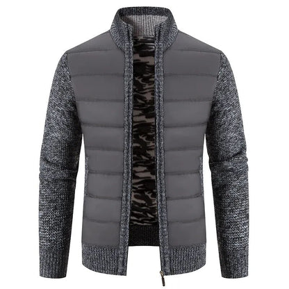 maoxiangshop Winter Thick Fleece Cardigan Men Warm Sweatercoat Fashion Patchwork Mens Knittde Sweater Jackets Casual Knitwear Outerwear Men