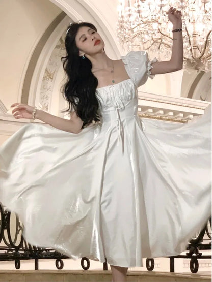 Elegant Evening Party Dress Women 2024 Spring Summer Prom Robe Vestidos Korean A-line Princess Romantic Graduation Dresses New