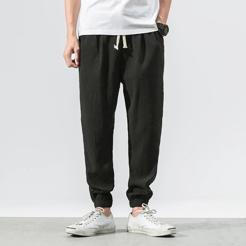 maoxiangshop Cotton Linen Casual Harem Pants Men Joggers Man Summer Trousers Male Chinese Style Baggy Pants Harajuku Clothe