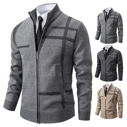 maoxiangshop New Spring and Autumn Cardigan Men's Knitwear Trend Stand-up Shirt Casual Coat Men's Wear