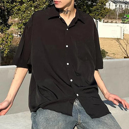 maoxiangshop Summer Man Solid Color Light Thin Short Sleeved Shirt Men's Women's Romantic Casual Loose Versatile Solid Color Shirt Jacket