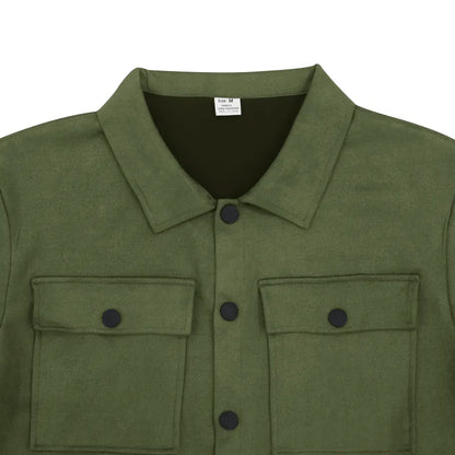 maoxiangshop New Casual Long Sleeve Coat Set Heavy Duty Workwear Shirt Set Vintage Shirt Men's Spring and Autumn