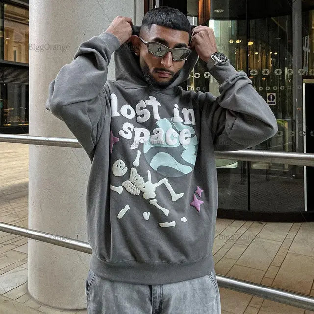 maoxiangshop Harajuku 3D Skull Puff Print Hoodies Oversized Streetwear Men High Quality Cotton Liner Sweatshirt Top Women Couples Y2k Clothes
