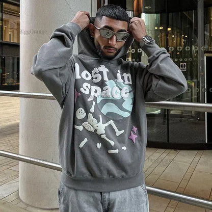 maoxiangshop Harajuku 3D Skull Puff Print Hoodies Oversized Streetwear Men High Quality Cotton Liner Sweatshirt Top Women Couples Y2k Clothes