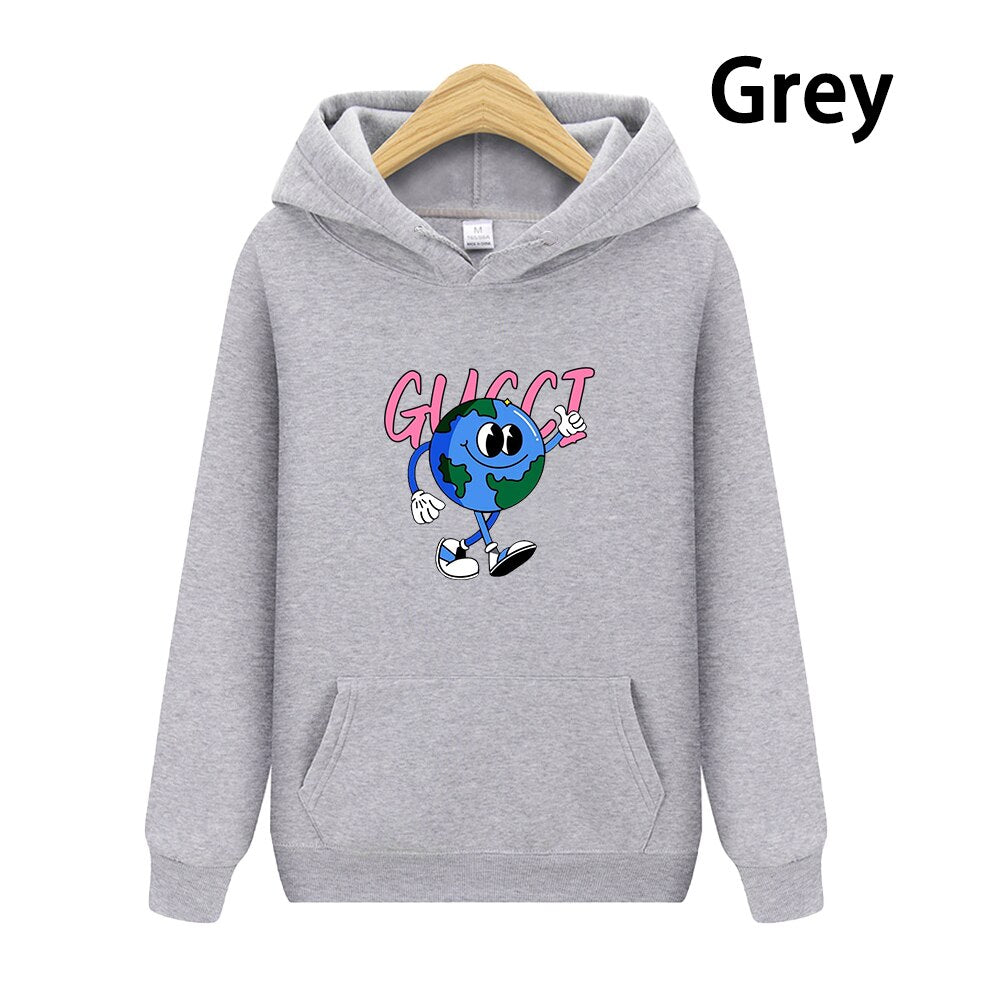 Earth Pattern Print Hoodies Autumn Winter Women's Fashion Versatile Multicolor O-Neck Sweatshirts Sweet Lovely Loose Fleece Tops