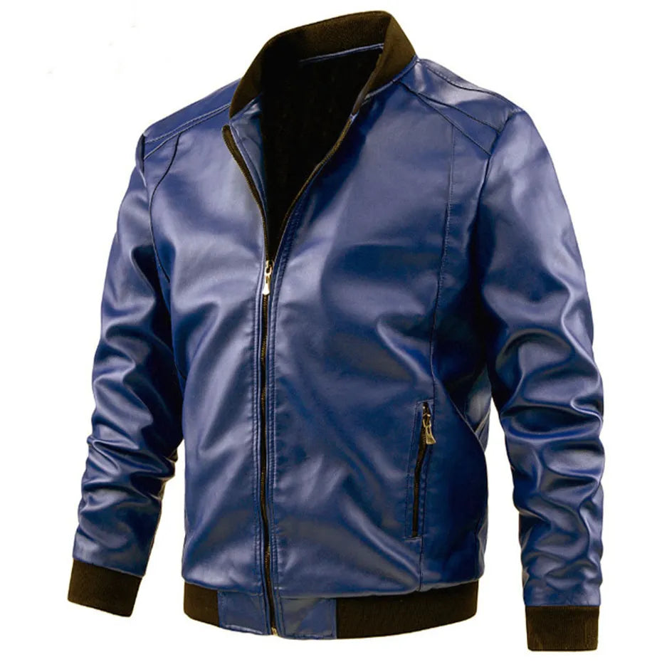 maoxiangshop Plus Size 6XL 7XL PU Jacket Men Leather Coat Casual Motorcycle Biker Coat Solid Color Leather Jackets Male Big Size 6XL 7XL