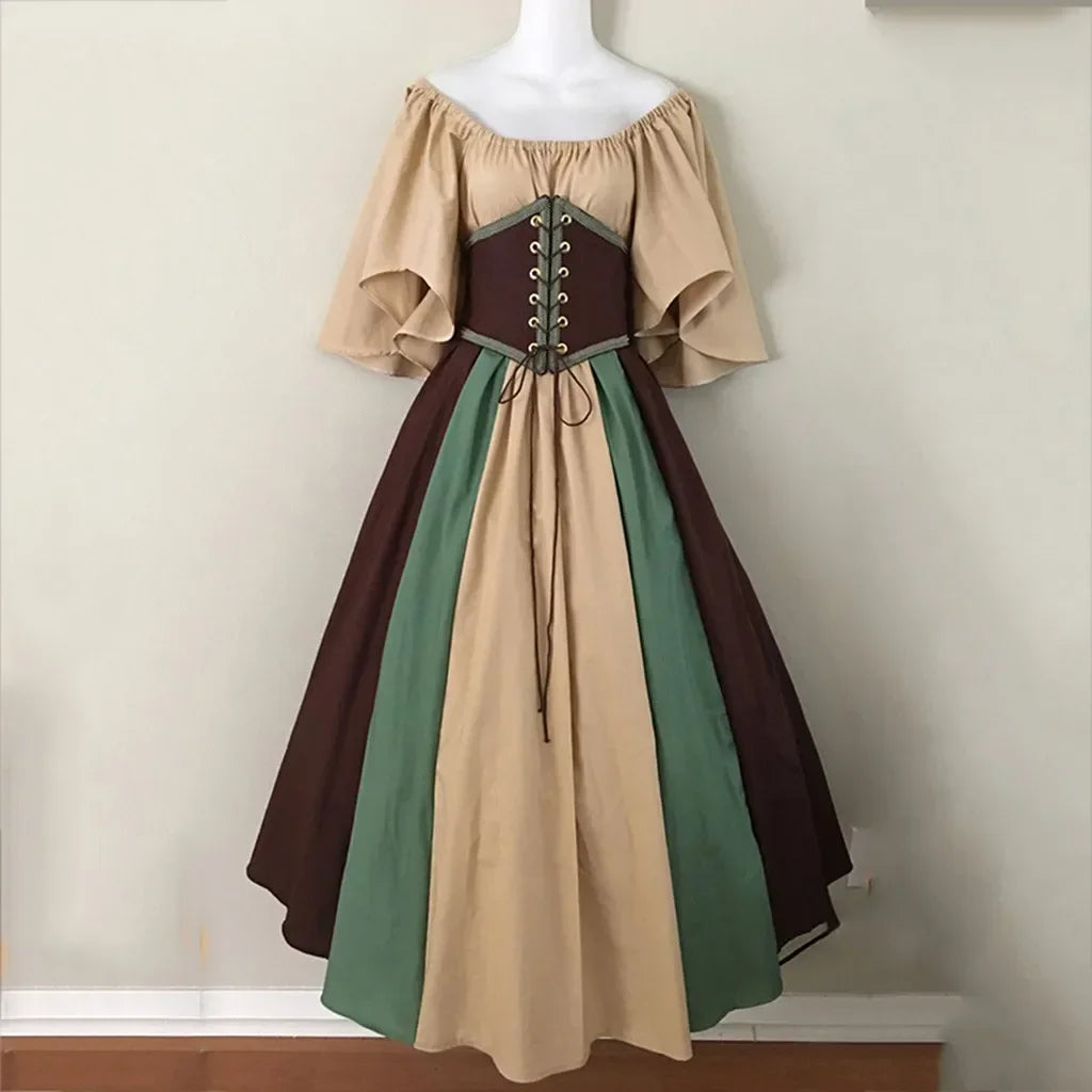 maoxiangshop  -  Female Cos Costume Performance Big Swing Skirt  Medieval Retro Slim-fitting Skirt Flying Sleeves Shoulder Dress