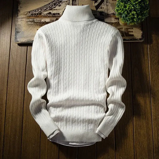 maoxiangshop Male Sweater Winter Pullover Turtle Neck Men S Jumper White
