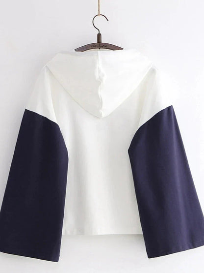 maoxiangshop Harakuju Graphic Casual Cotton Hooded Sweatshirt For Women Summer Patchwork Hoodies Female  Drawstring Pullover Top