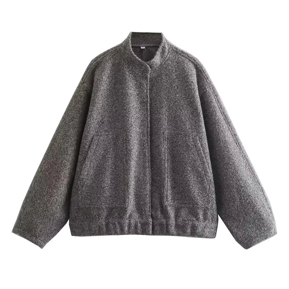 maoxiangshop -  Solid Bombers Jackets Coat For Women Loose Long Sleeve With Button Outwear Tops Autumn Fashion Casual Female Pocket Jacket