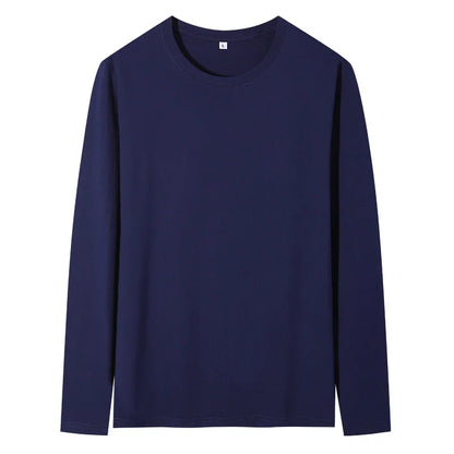 maoxiangshop New Base Shirts Spring Summer Mens O-Neck T-Shirt Long Sleeve T Shirt Male Solid Tshirt Man Clothing Tshirt Men Tops Tees