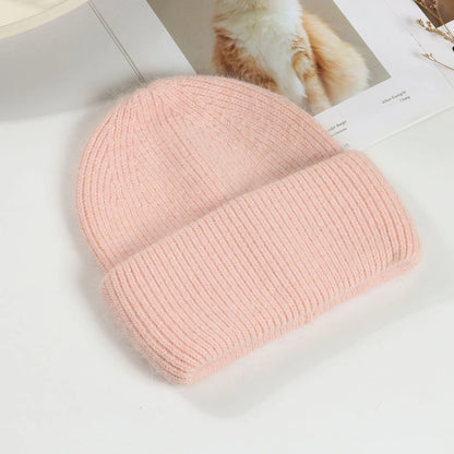 maoxiangshop Winter Hat Real Rabbit Fur Winter Hats For Women Fashion Warm Beanie Hats Women Solid Adult Cover Head Cap