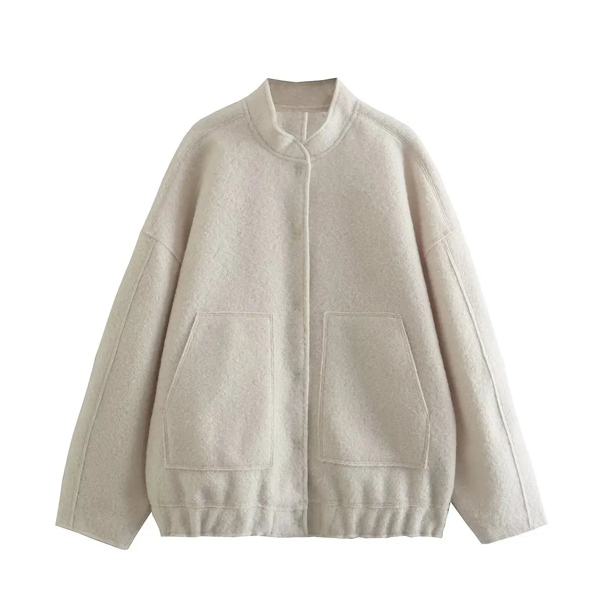 maoxiangshop -  Solid Bombers Jackets Coat For Women Loose Long Sleeve With Button Outwear Tops Autumn Fashion Casual Female Pocket Jacket