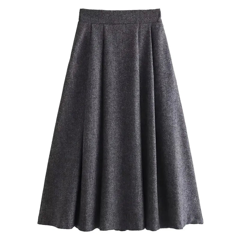 maoxiangshop HH TRAF Women Autumn Wool Blend Blazer Pleated Skirt Set Casual Lapel Sleeves Slim Jacket Women's Versatile High Waist Skirts