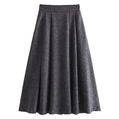 maoxiangshop HH TRAF Women Autumn Wool Blend Blazer Pleated Skirt Set Casual Lapel Sleeves Slim Jacket Women's Versatile High Waist Skirts