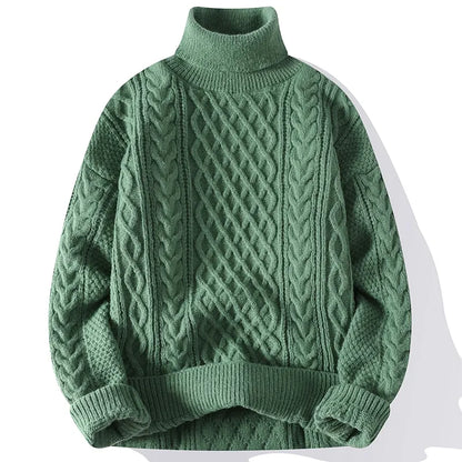 maoxiangshop High Quality Mens Turtleneck Sweaters Pullover Solid Color Knitted Sweater Men Casual Pullovers Autumn Winter Warm Knitwear Man