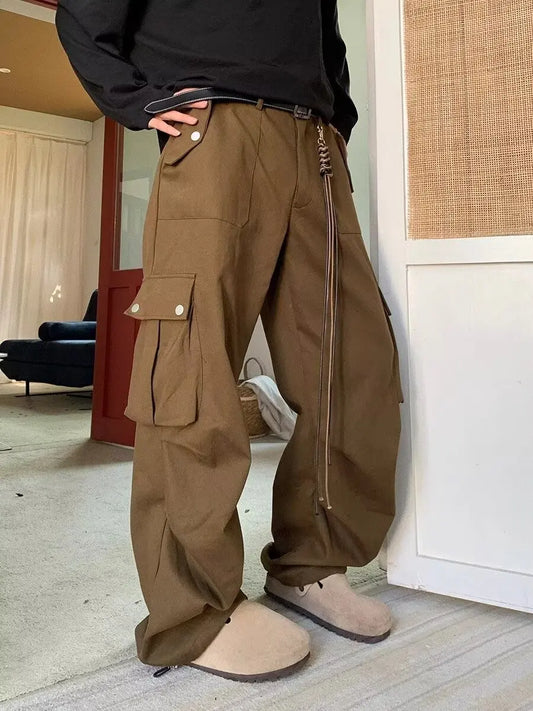 maoxiangshop Wide Cargo Pants Men Baggy Oversize Cargo Trousers Male Oversize  Loose Casual Streetwear Hip Hop Pocket Spring