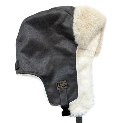 maoxiangshop  -  Women Bomber Hat Suede Plush Lined Trapper Cap Winter Warmer Windproof Russian Pilot Caps Ear Protect Skiing Riding Leifeng Hats