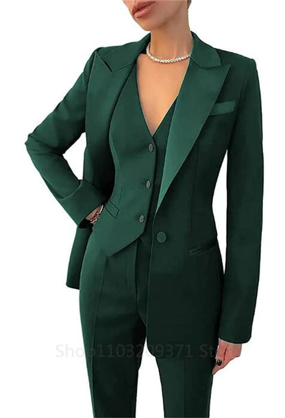 maoxiangshop Fashion Plus Size Women Blazer 3 Pcs Elegant Long Sleeve Suit Jackets Vest and Straight Pants Suit Female  Business Outfits New