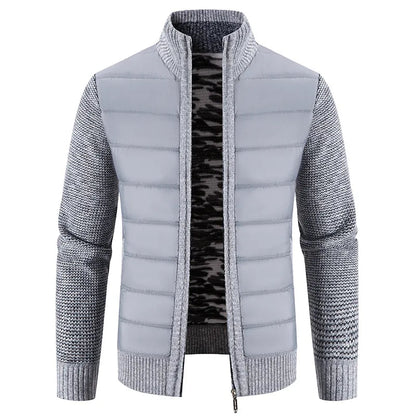 maoxiangshop Winter Thick Fleece Cardigan Men Warm Sweatercoat Fashion Patchwork Mens Knittde Sweater Jackets Casual Knitwear Outerwear Men