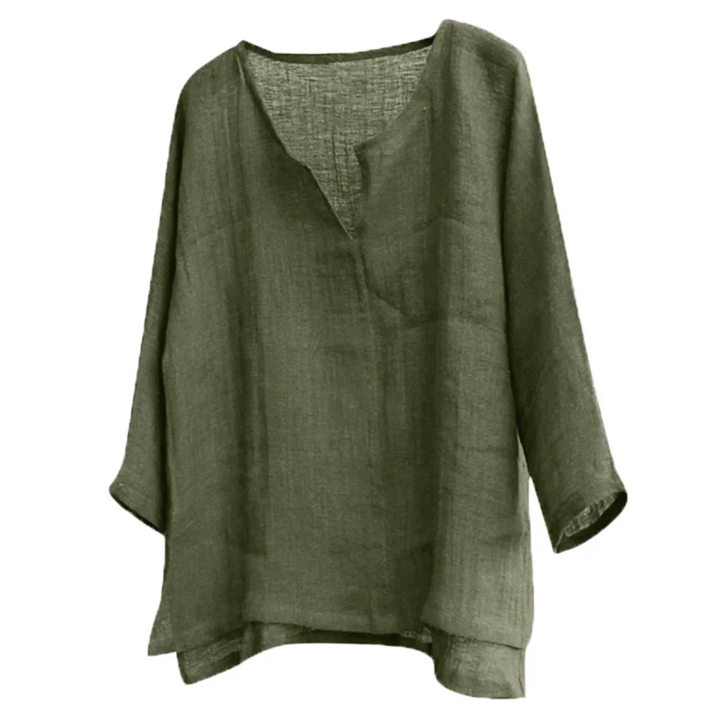 maoxiangshop New Men's Summer Spring Long Sleeve Loose Shirt Solid Color Casual Long Sleeve Cool Shirt Vn-eck Tops Size S-5XL