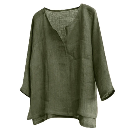 maoxiangshop New Men's Summer Spring Long Sleeve Loose Shirt Solid Color Casual Long Sleeve Cool Shirt Vn-eck Tops Size S-5XL