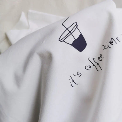 maoxiangshop  -  It Is Coffee Time Letter Print Casual Summer T-shirt Coffee Cup Pattern Cute Short Sleeve Tee Cotton Fashion Streetwear Top 2024
