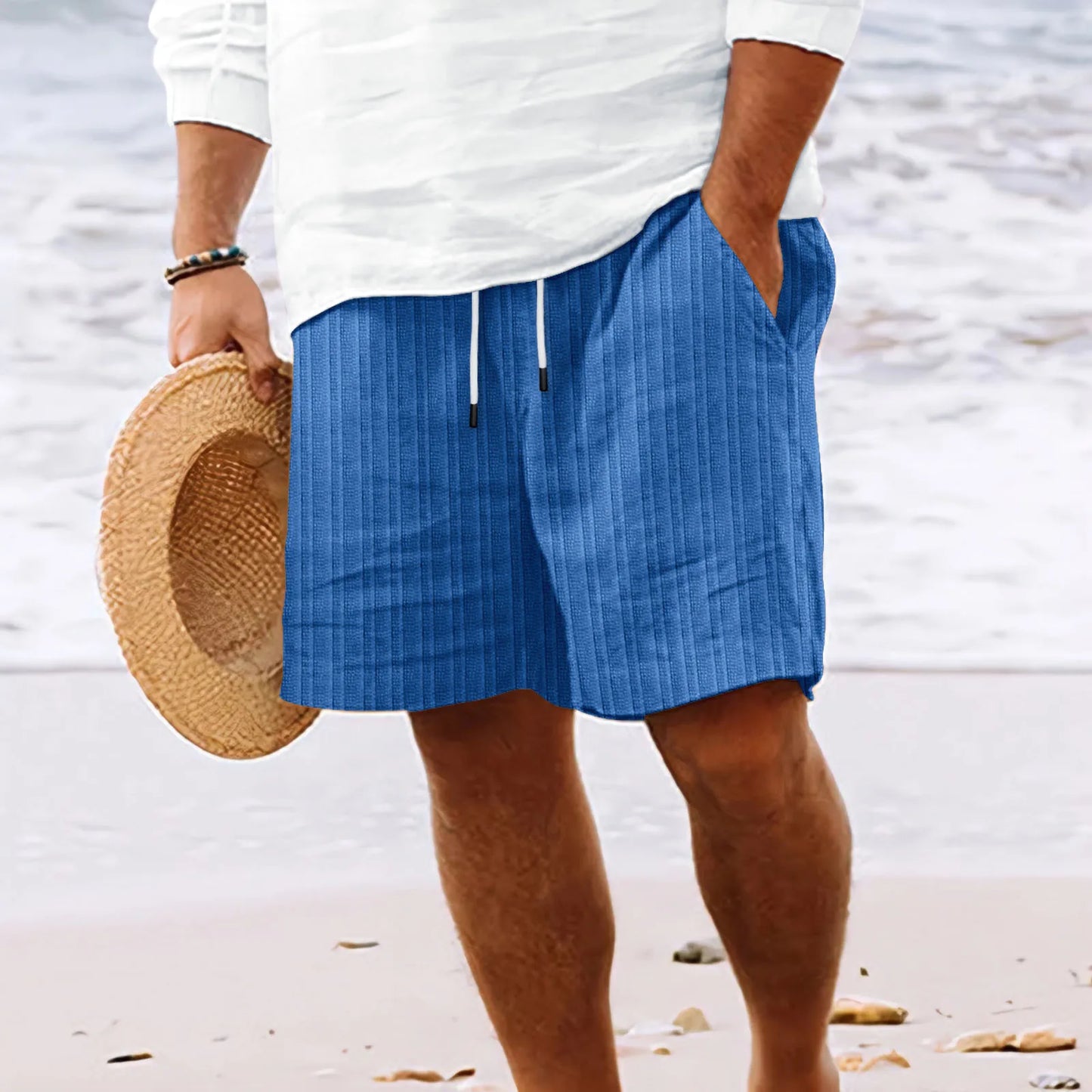 maoxiangshop Fashion Summer Mens Stripe Shorts Men Beach Short New Wild Leisure Loose Solid Cargo Shorts for Men Sweatshorts