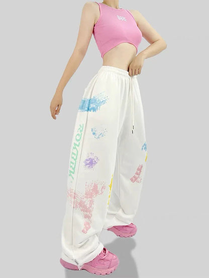 maoxiangshopY2K Streetwear Sweatpants Women Korean Fashion Graffiti Wide Leg Sports Pants Oversize Kpop Hip Hop Jogging Trousers Femmes