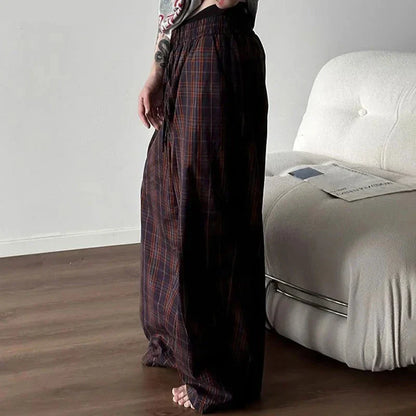 maoxiangshop Men Plaid Pants Elastic Waist Loose Joggers Casual Straight Trousers Men Streetwear 2024 Fashion Male Long Pants S-5XL