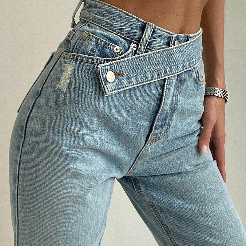 Women's Pants Trousers Autumn High Waist Jeans Pants Women Streetwear Fashion Casual Sashes Denim Straight Pants