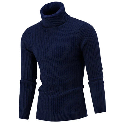 maoxiangshop Autumn Winter Men's Warm Sweater Long Sleeve Turtleneck Sweater Retro Knitted Sweater Pullover Sweater