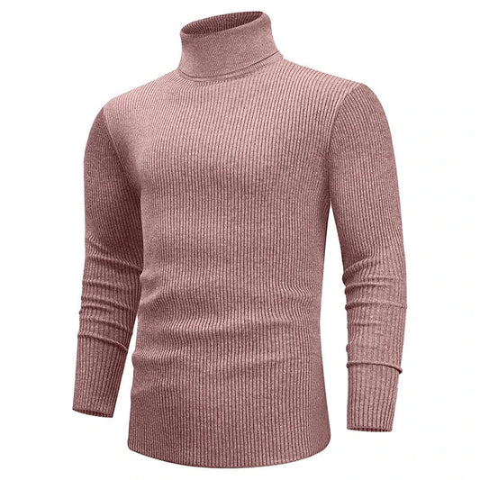 maoxiangshop New Fall Long Sleeved Turtleneck Sweaters Men's Casual Breathable Top Solid Color Elastic Slim Autumn Warm Stripe Streetwear