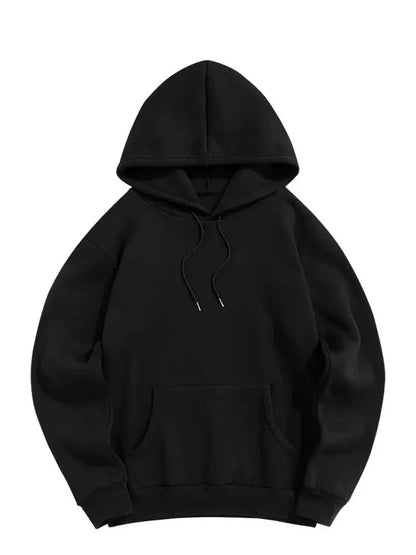 maoxiangshop Hoodie for Men Solid Fleece-lined Sweatshirts Unisex Streetwear Pullover Fall Winter Hooded Jumper Basic Sweats