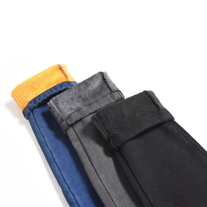 Warm Winter Size Slim Jeans Women Advanced Stretch Cotton Denim Pants Thick Fleece Student Trousers Blue Black Gray