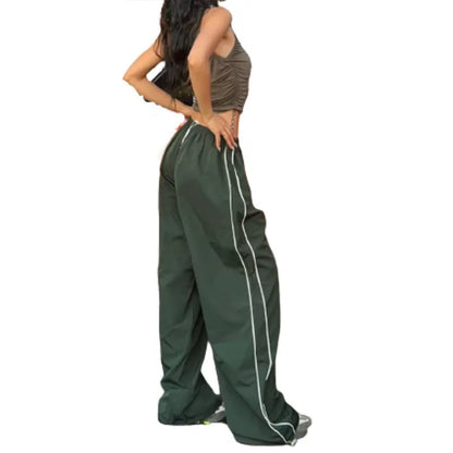 Y2K women vintage Baggy Cargo Pants for Women Drawstring Elastic Low Waist Parachute Pants Sweatpants Loose Hippie Pant Trousers