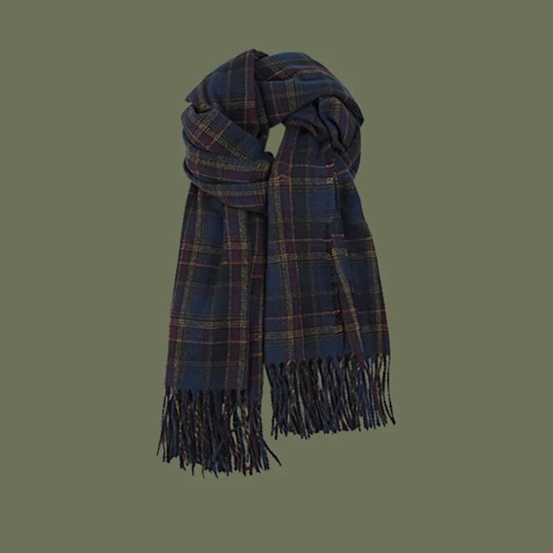 maoxiangshop New Imitation Cashmere Women Scarf Winter Preppy Style Vintage Plaid Scarve Pashmina Mujer Foulard Blanket Wrap Shawl Pareo