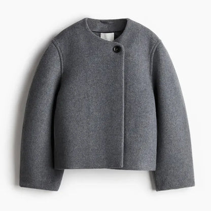 maoxiangshop  -  Chic Woolen Women's Short Coats O Neck Long Sleeve One Button Coat 2024 Autumn Winter Elegant Female Commute Outerwears