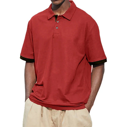 maoxiangshop New Men Short Sleeve Tshirt Summer Lapel Large Polo Shirts Large Collar Solid Color T Shirt for Men