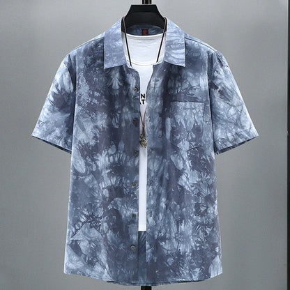 maoxiangshop Summer Tie-dye Shirt Men Plus Size Fashion Casual Tie Dye Shirts Male Hawaiian Beach Shirt Big Size 11XL