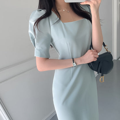 maoxiangshop Vintage Dresses for Women Party Elegant Square Collar Vestidos Bodycon Work Office Lady Female Woman Dress Clothes Summer