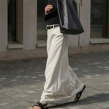 maoxiangshop -  White Long Straight Maxi Skirt for Women Summer Autumn Elegant   High Waist Office Lady Simple Skirt with Pocket Streetwear