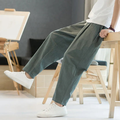 maoxiangshop 6 Colors Summer Men's Trousers Cotton Linen Fashion Thin Soft Casual Pants Breathable Loose Shorts Straight Pants Streetwear