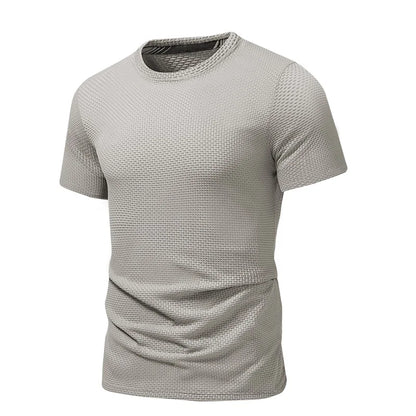 maoxiangshop Summer Ice Silk Streetwear Mens Short Sleeve Solid Color T-Shirts Breathable Basic T-shirt Beach  Lightweight T Shirt Homme